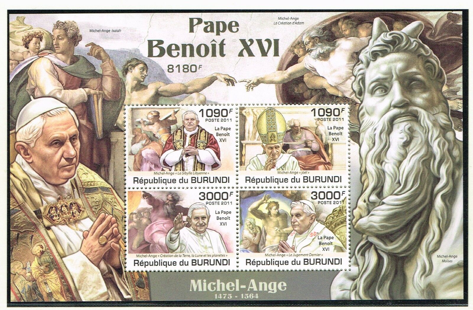 2011 Burundi Block 178 Papst Benedikt Postfrisch (mnh)